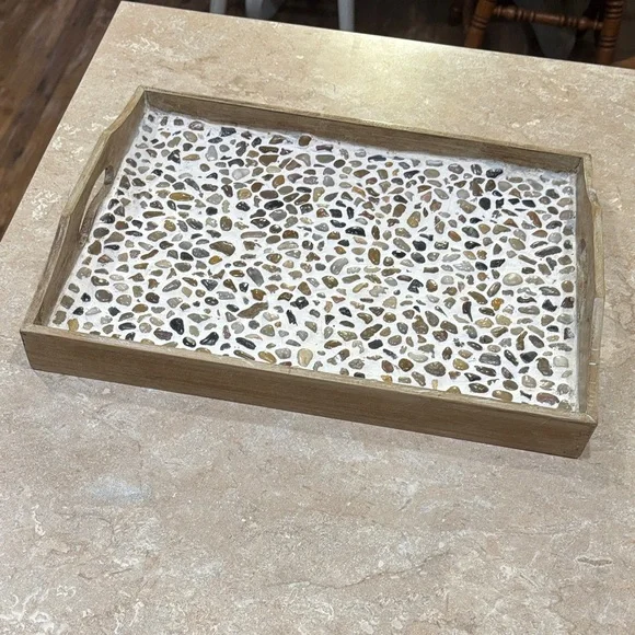 Natural Stone and Wood Tray - Homemade by me