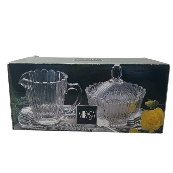 Mikasa Crystal Sugar Bowl And Creamer Set