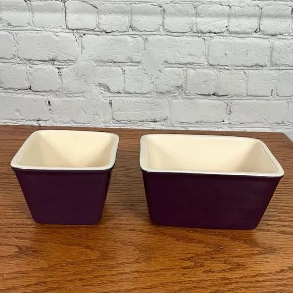 Set of TWO Longaberger Eggplant condiment dishes
