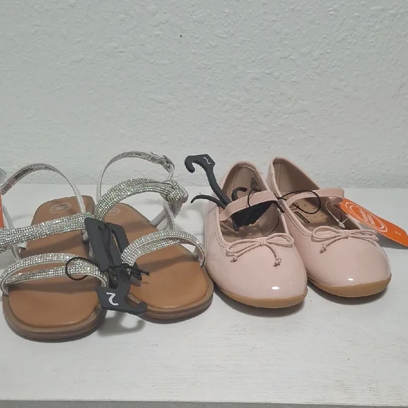 Kids Shoes Pink Flats And Sparkle Sandels