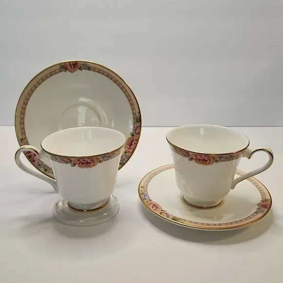 Set of Two Darjeeling by Royal Doulton Cups and Saucers