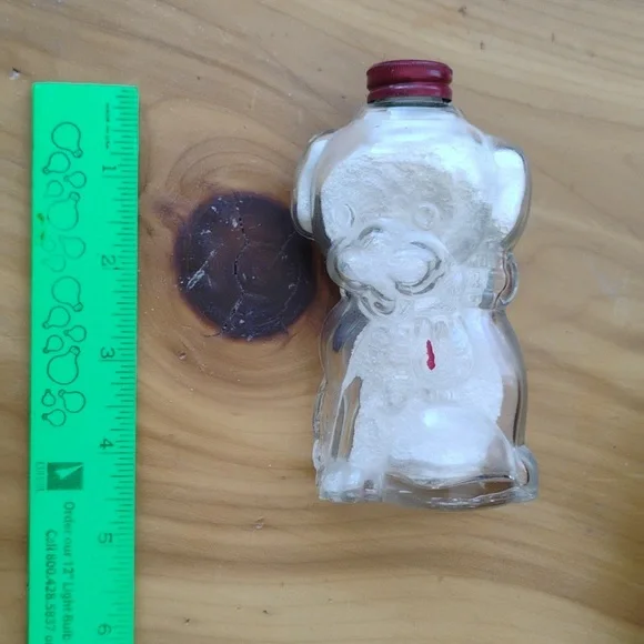 Vintage DOG TALC BOTTLE GLASS MANON FRERES Powder JAR 🫙 STAMPED PAT PENDING