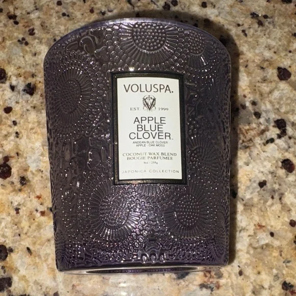 Empty Voluspa Apple Blue Clover Glass Candle