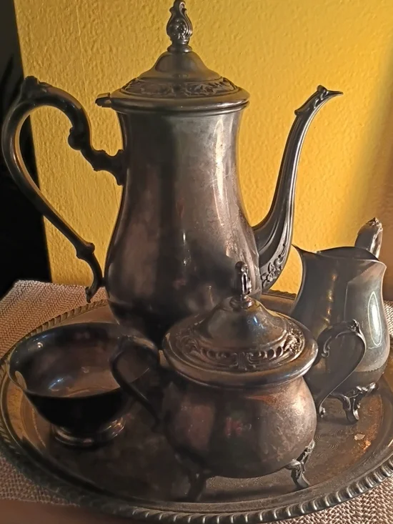 Ornate Silver-Finish Coffee & Tea Set - Silver Tone