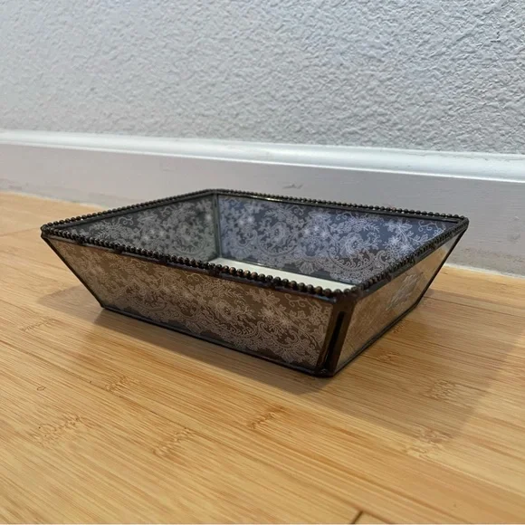 Fringe Studio Floral Gray Glass Deep Tray