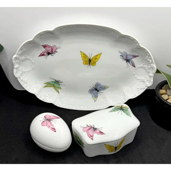 Limoges France Porcelain Vanity 3 Piece Set