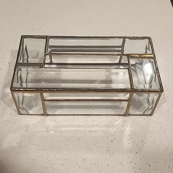 Elegant Glass and Gold Vanity Organizer