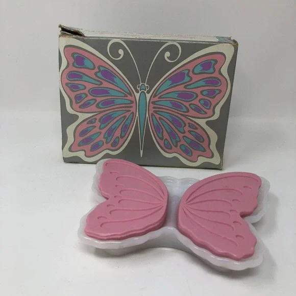 Butterfly Glass Soap Dish Avon Wings of Beauty 2 Hostess Fragrance Soaps NOS