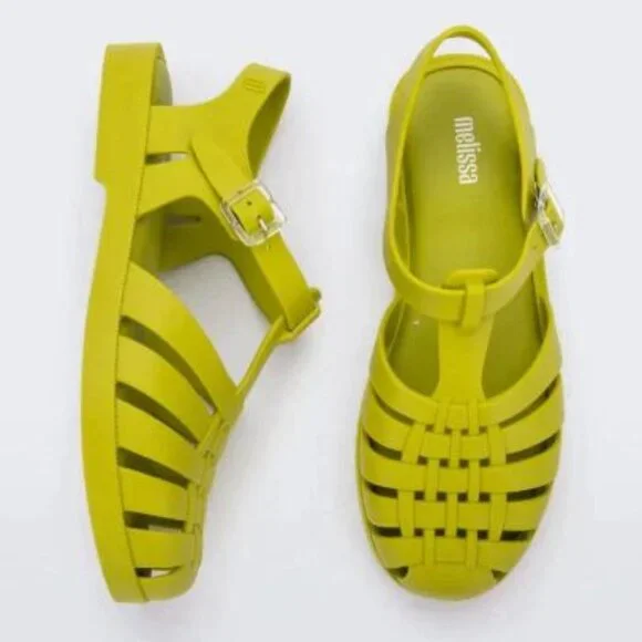 NWT MINI MELISSA Possession Jelly Girl Sandals in Green/Lemon Color