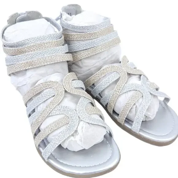NEW Children's Place Silver Gold Sandals Size 2 Summer Shoes