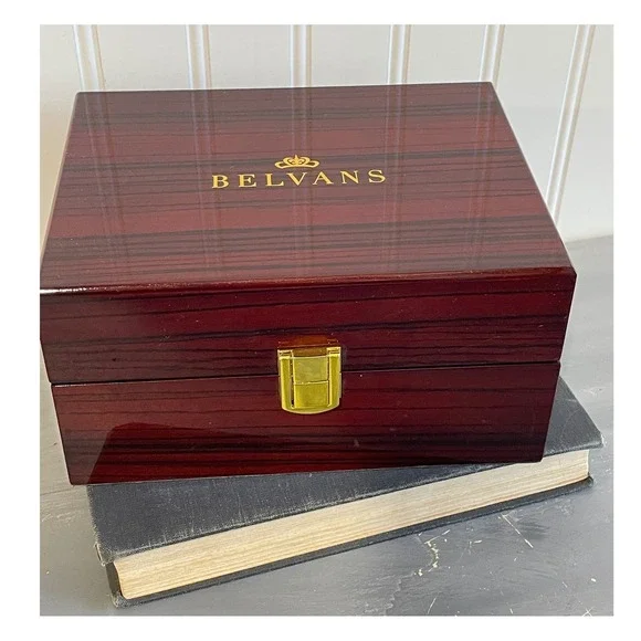 BELVANS Luxury Wooden Watch Box Display‎ Case Storage Gold Clasp BOX ONLY