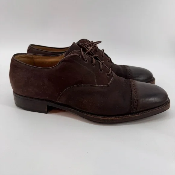 Faconnable Mens Leather Brown Shoes Norwegian Handmade In ITALY Shoes 10.5