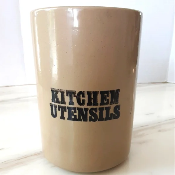 PEARSONS Of CHESTERFIELD Stoneware Crock Kitchen Utensils Holder - Vtg