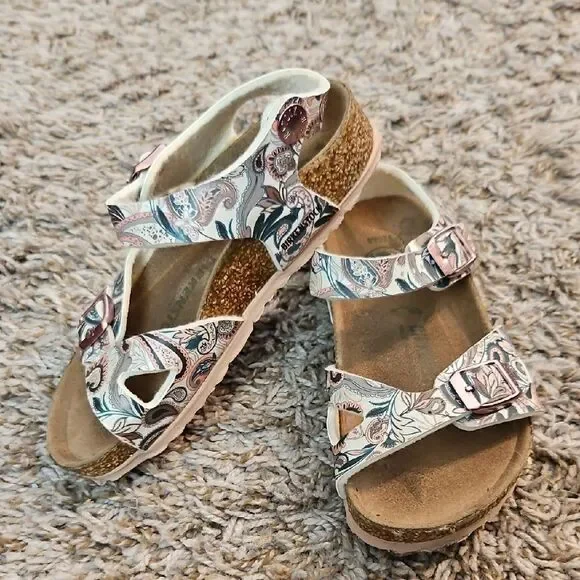 Birkenstock Pink Paisley Vegan Sandals Size 26