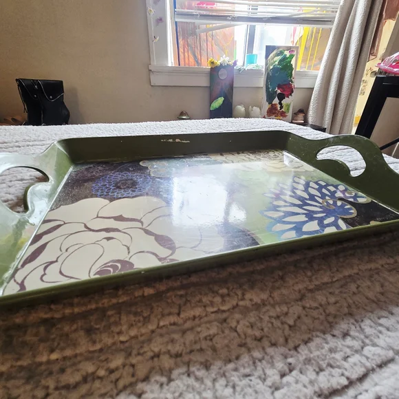 Floral Green Serving Tray