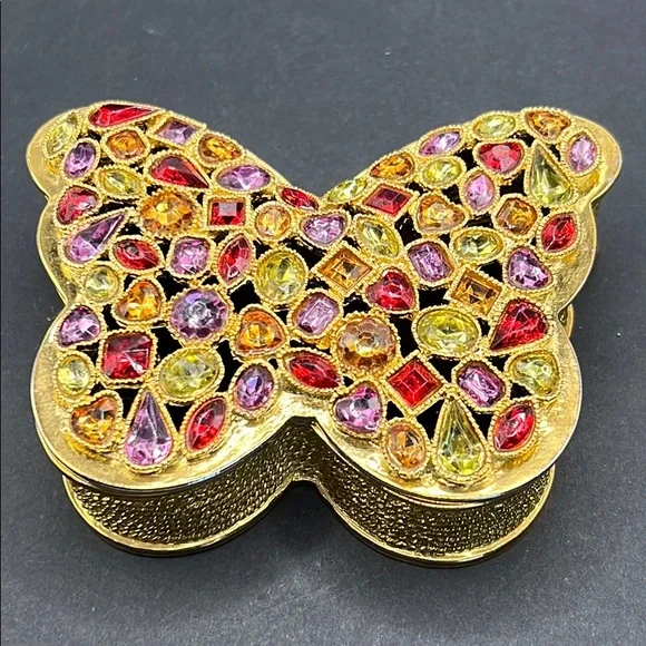 Cute Rhinestone butterfly trinket box