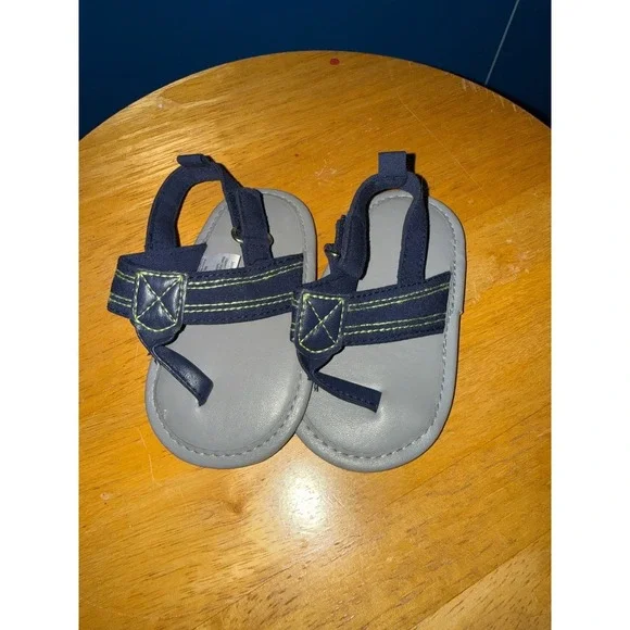 Hudson Baby Navy Blue Canvas Thong Sandals with Elastic Back Strap 12-18M 53355