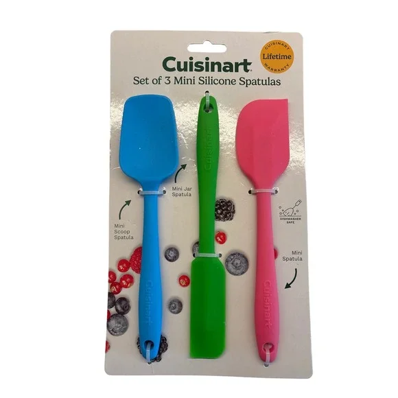 Cuisinart Set of 3 Mini Silicone Spatulas Blue Green Pink CTG-00-S3MS New