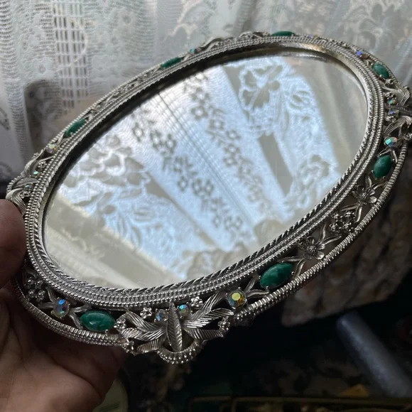 Embellished mirrored tray