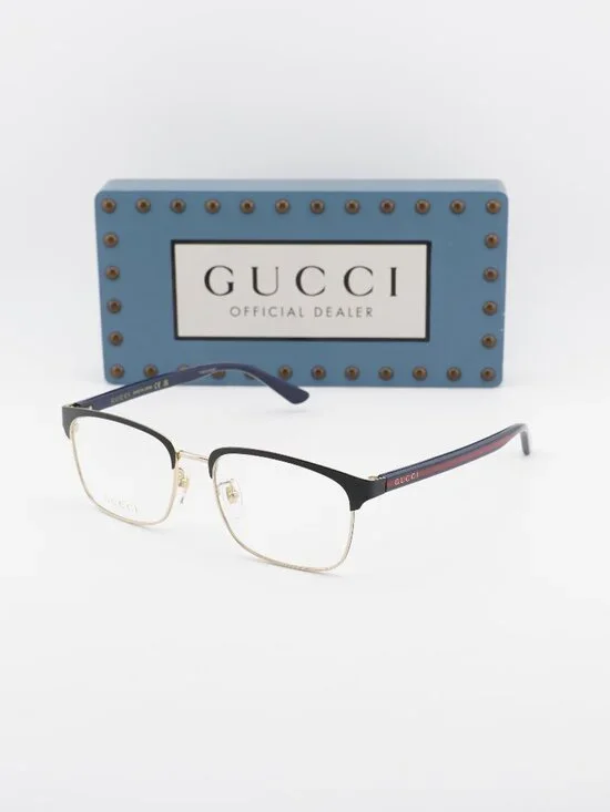 Gucci GG0934OA 005 Rectangle Eyeglasses 56mm - Gold / Black