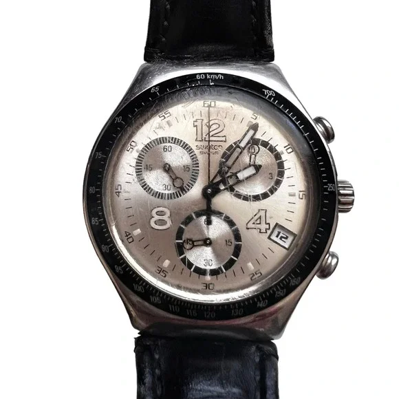 Vintage Men's Swatch‎ Irony Chronograph Watch 4 Jewels V8 Swiss Made Patented WR