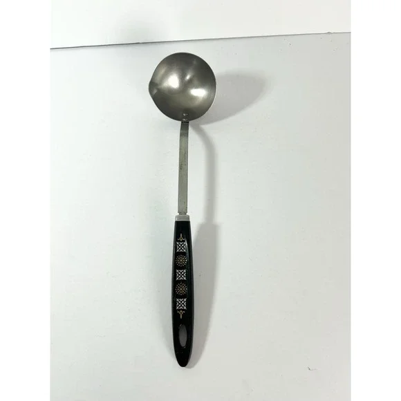 Vintage Androck Ladle utensil black handle MCM pattern stainless steel USA