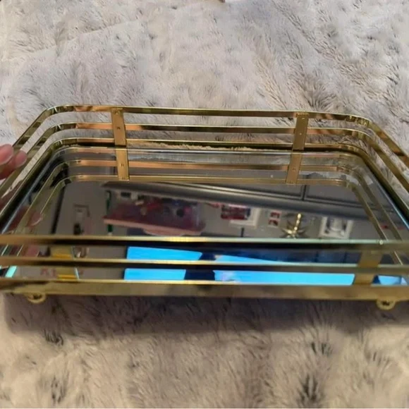 Gold Art Deco Vanity Tray for Bath