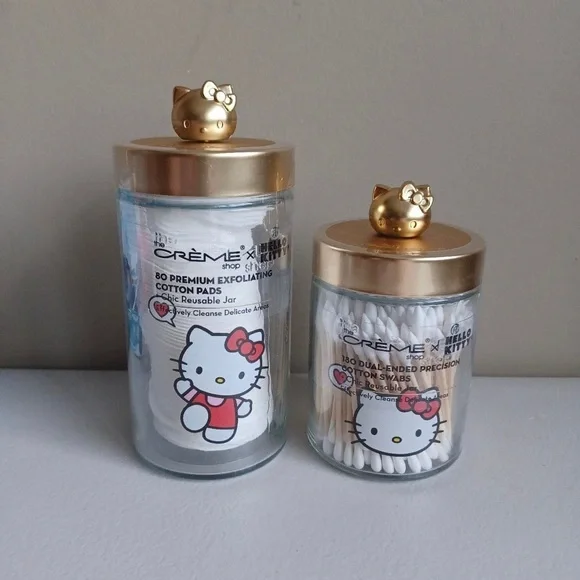 Hello Kitty Glass Jar Set with Gold Lids