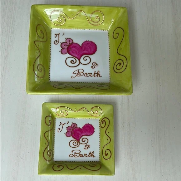 Green and Pink Decorative Plates