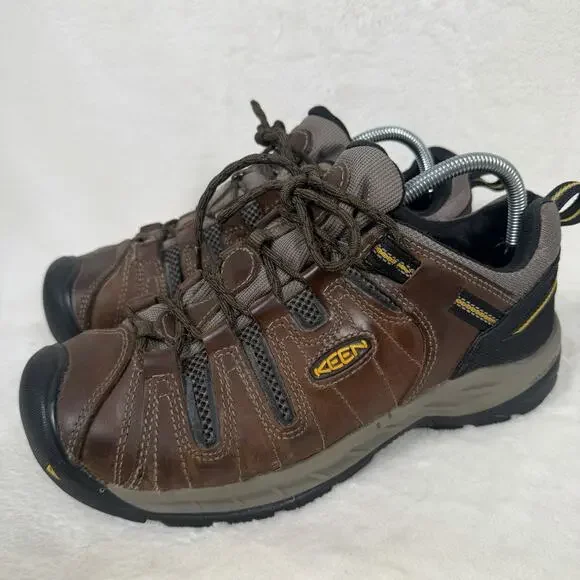 KEEN Flint Utility Work Shoes Men’s 9D Brown Leather Soft Toe ASTM F2892 EH