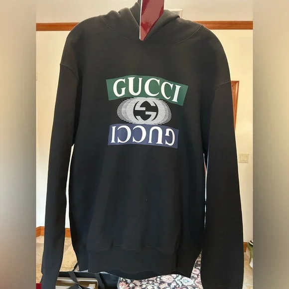 Men's Gucci interlocking G jersey, cotton hoodie size medium fits large NWT