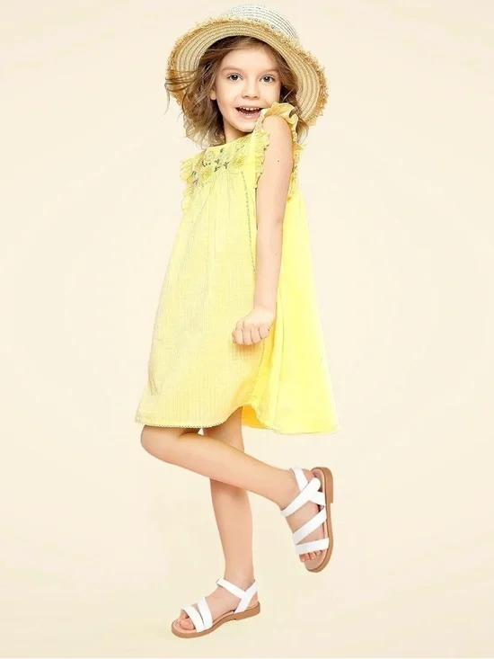 PANDANINJIA Girls Sandals Monica Summer Open Toe Flats Shoes Dress Sandals 2