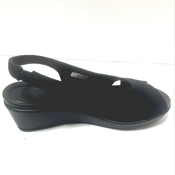 New Crocs Leigh Ann Slingback Wedge Heel Sandals Comfort Big Girl's Shoes US 4