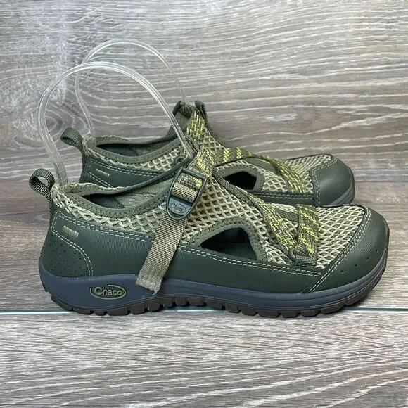 Chaco Odyssey Olive Green Waterproof Little Boy Sz 3 Hook & Loop Strap Sandals