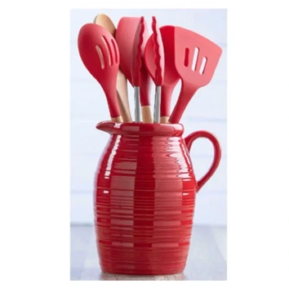 NWT Members’ Mark Farmhouse Crock & Utensil Set – 7 Piece
