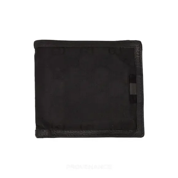 🔴 Gucci Bifold Wallet - Black GG Canvas with Web Detail