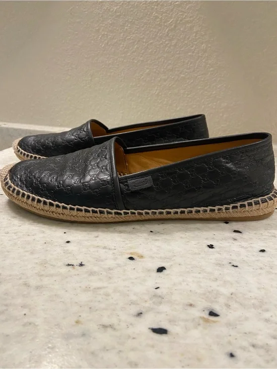 Gucci black microguccissima leather espadrilles size 41
