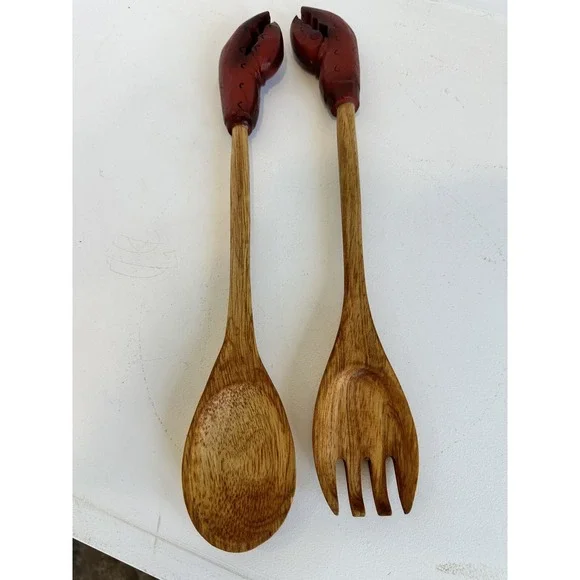 Crab Or Lobster Handled Wooden Spoon‎ (Set Of 2)