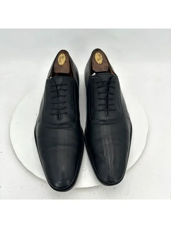 Gucci Men Size UK 11 US 11.5 Black Leather Pointed Plain Toe oxford Dress Shoes