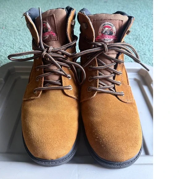 Brahma Men's Waterproof Work Boots Tan leather Lace Up Size 10W‎