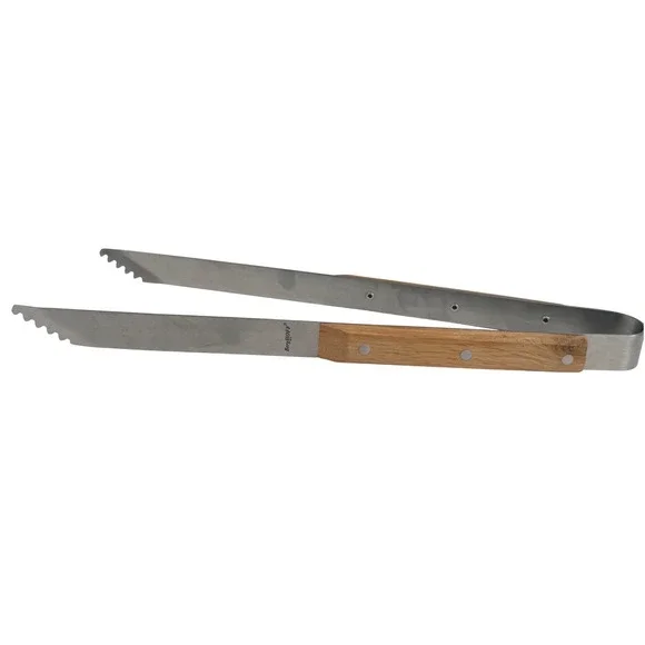 BergHOFF Stainless Steel BBQ Grill Tongs Wood Handle Extra Long 15