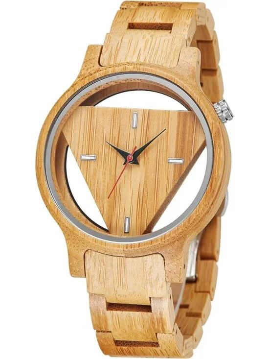 Men's Watch Colorful Bamboo Wooden Handmade Analog Dial Quartz Casual Wristwatch