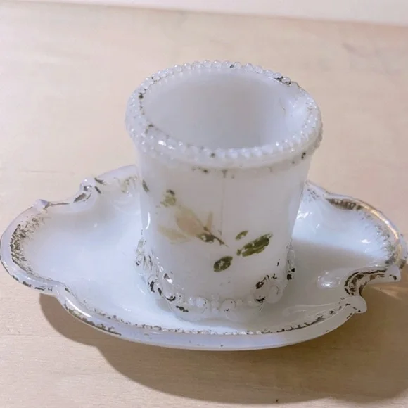 Antique Dithridge Victorian era milk glass vanity set