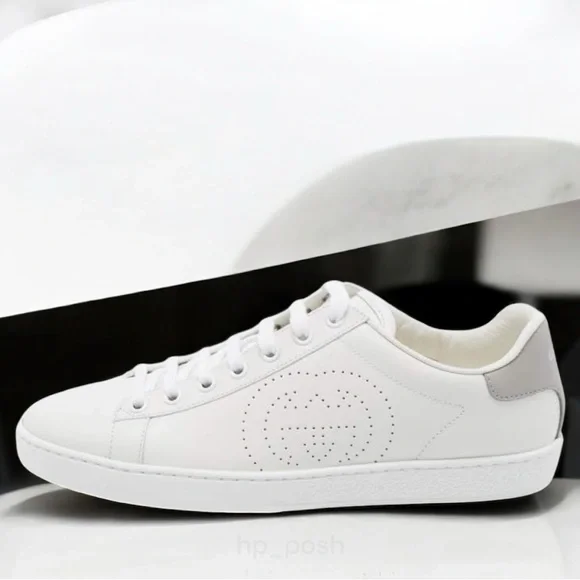 Gucci Men Blanc Micro Soft White and Gray Leather Sneakers