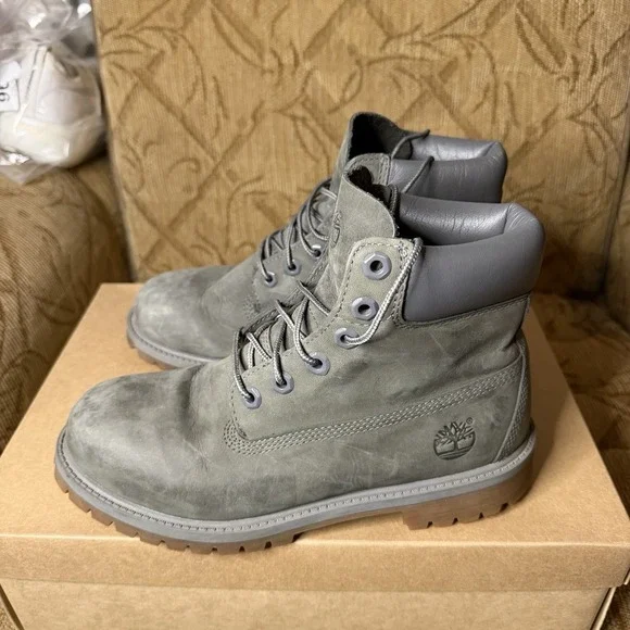 Timberland 6 Inch Premium Boots Waterproof Grey A114K Men's Size 6