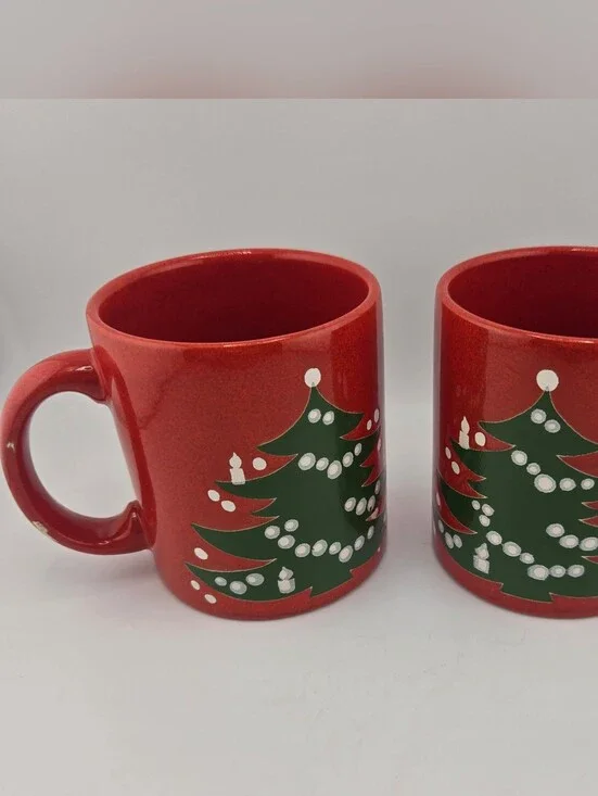 Waechtersbach Red Christmas Tree Ceramic Coffee Mug SET OF 2