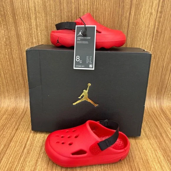 Jordan Hydrip Clogs Toddler 8C University Red HF5983-601 Slip On Water Shoes NEW