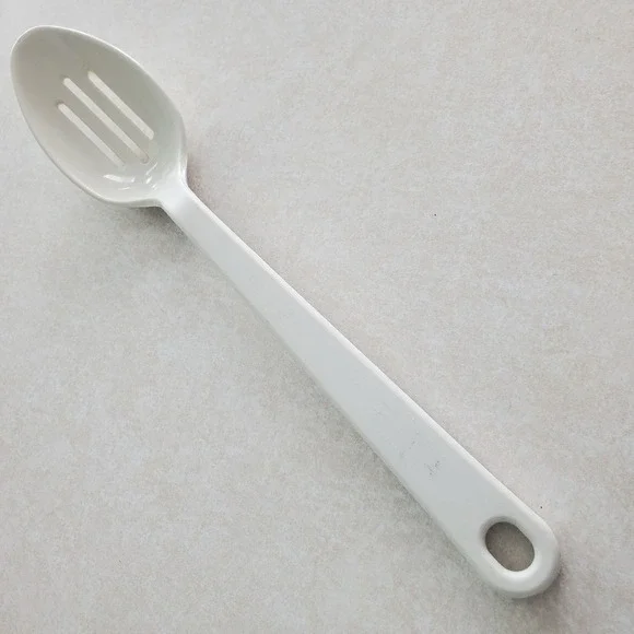 Taylor Made Products White Slotted Spoon Kitchen Utensil with Hanging‎ Hole