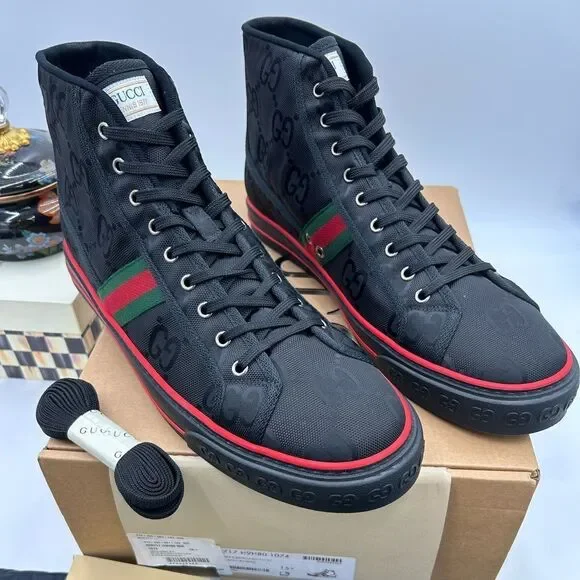 Men's Gucci tennis 1977 high top sneakers size 15.5 made in Italy