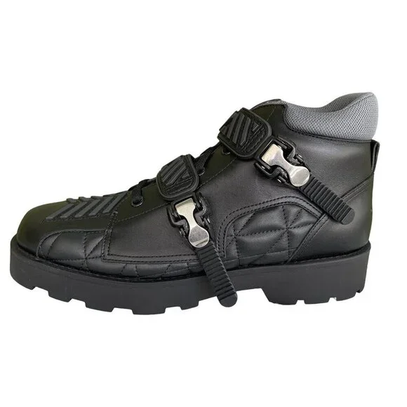 Gucci 718665 Black Leather Quebec Hi-top Calf Men's Sneakers‎ Shoe, Sz G10